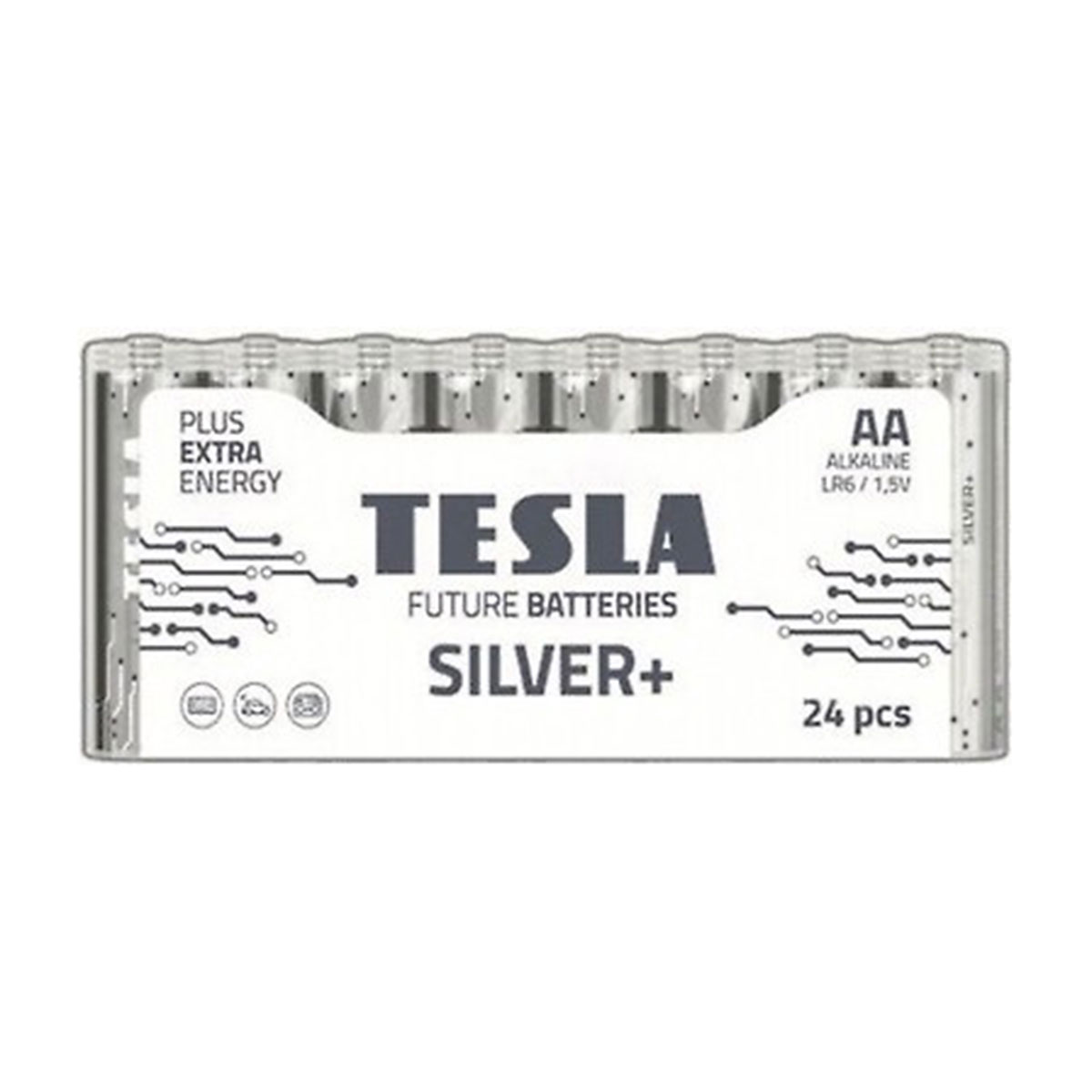 Tesla Alkaline AA LR6 Batteries Silver 24 Pieces