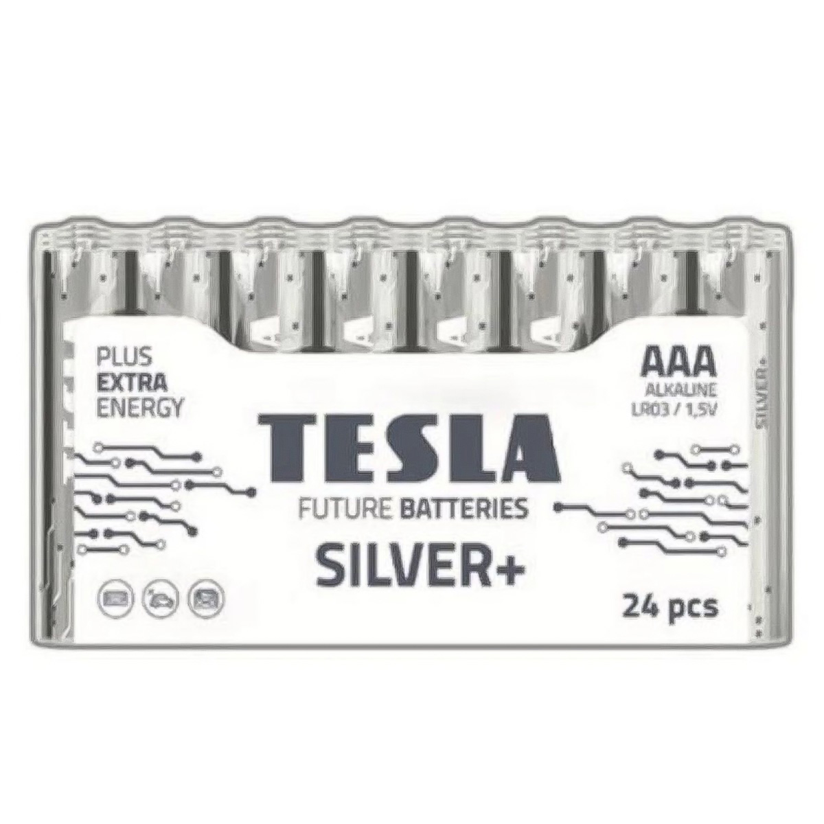 Tesla Alkaline Batteries Silver+ AAA Size 1x24 Pieces