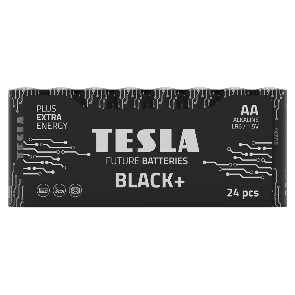 Tesla Alkaline Batteries Black+ AA Size 1x24 Pieces