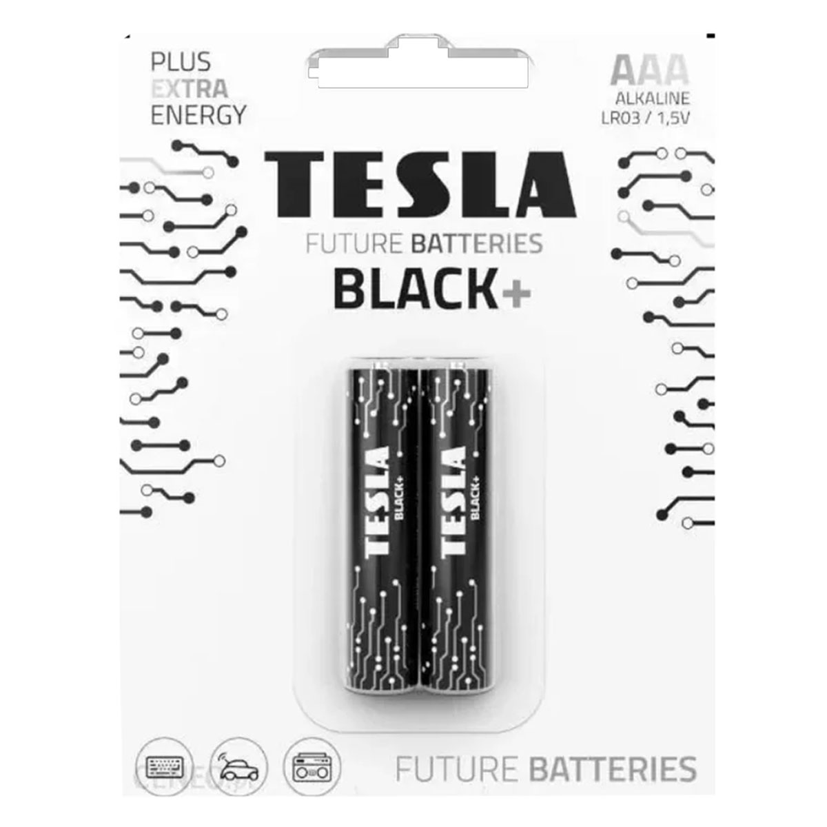 Tesla Alkaline AAA LR03 Batteries Black 2 Pieces