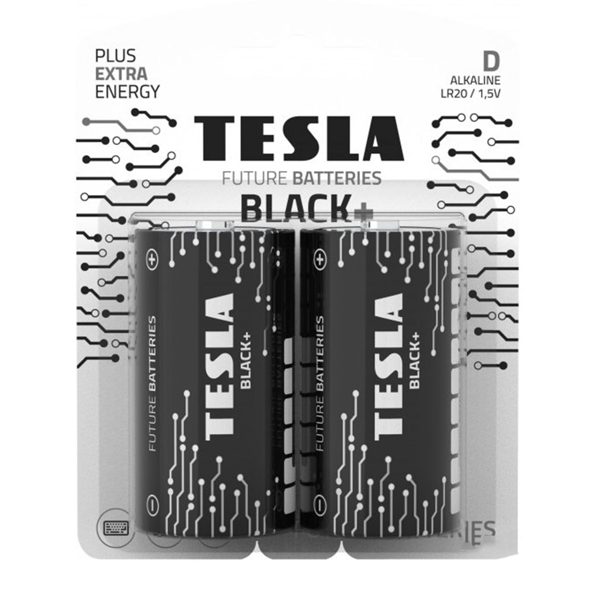 Tesla Alkaline D LR20 Batteries Black 2 Pieces