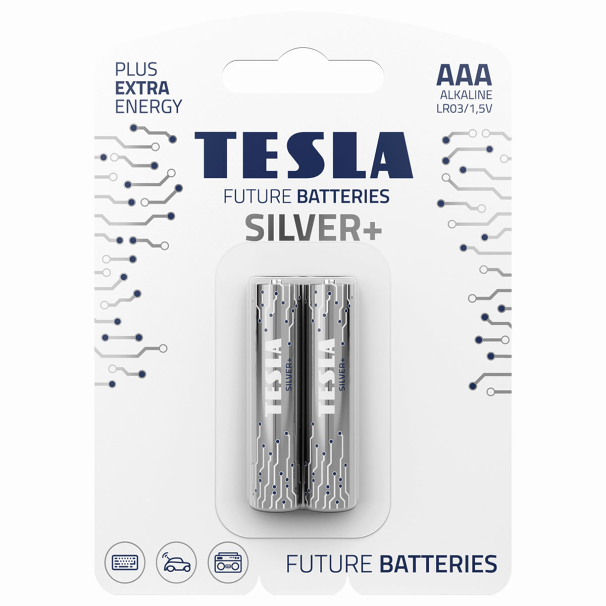 Tesla Alkaline LR03 Batteries Silver+ AAA Size 1x2 Pieces