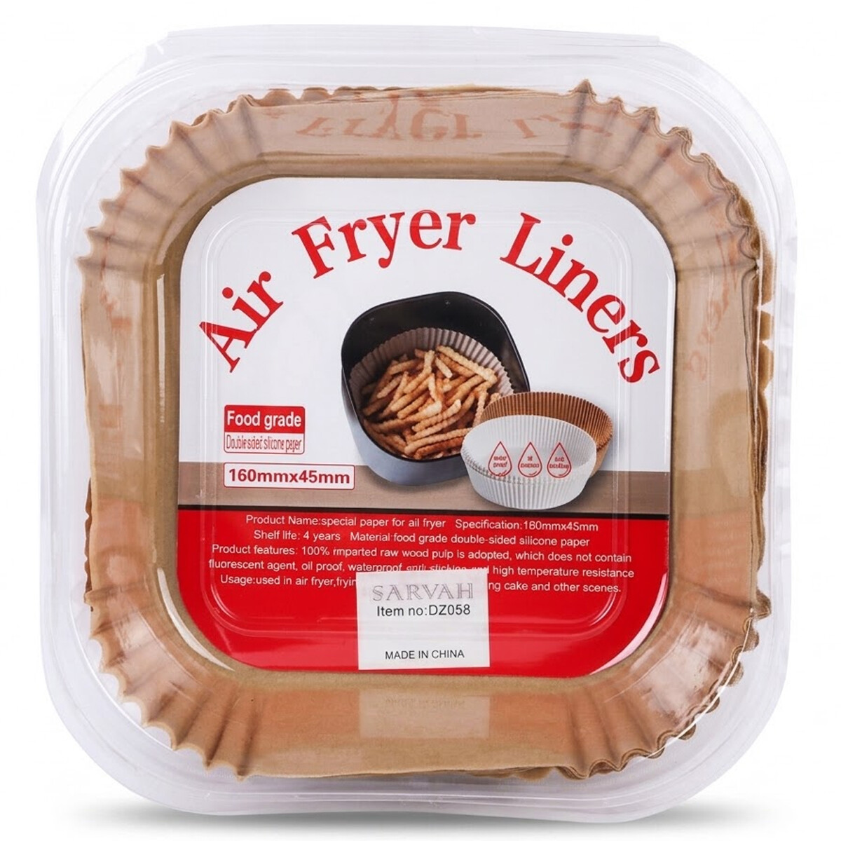 Food Grade Air Fryer Liners 160 x 45mm x 50 Pieces