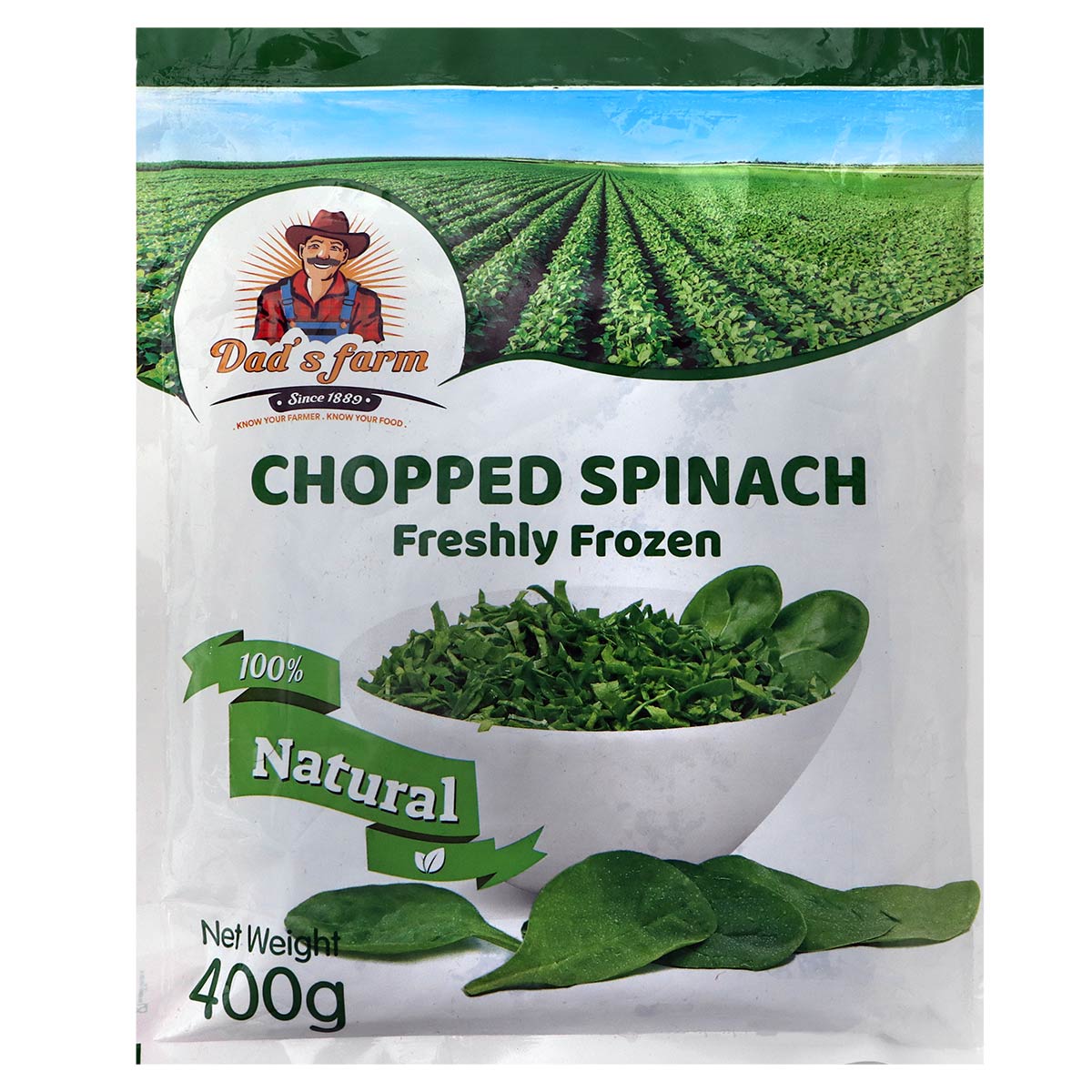 Dads Farm Chopped Spinach Freshly Frozen 400g
