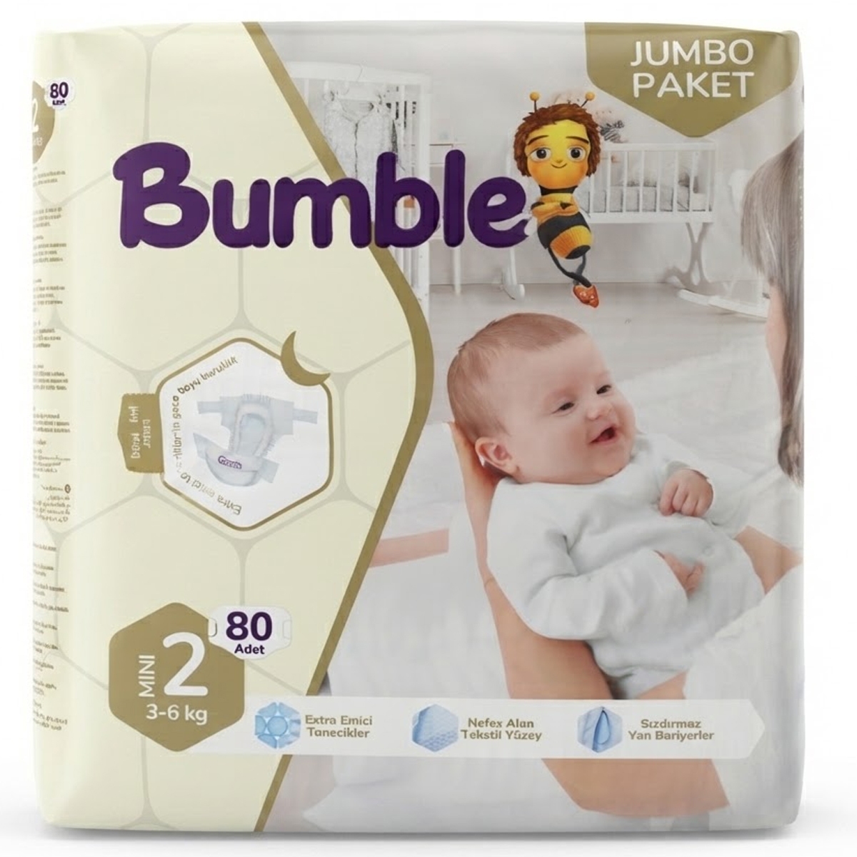 Bumble Diapers For 3-6Kg Baby 1 x 80 Pieces