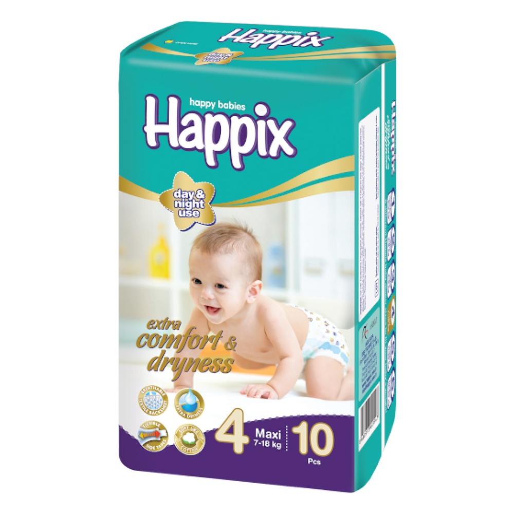 Happix Day & Night Use Diaper For 7-18Kg 10 Pieces Pack