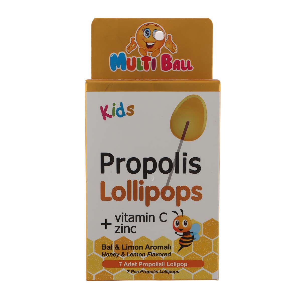 Multi Ball Kids Propolis Lollipops Honey And Lemon Flavored 7 Pieces