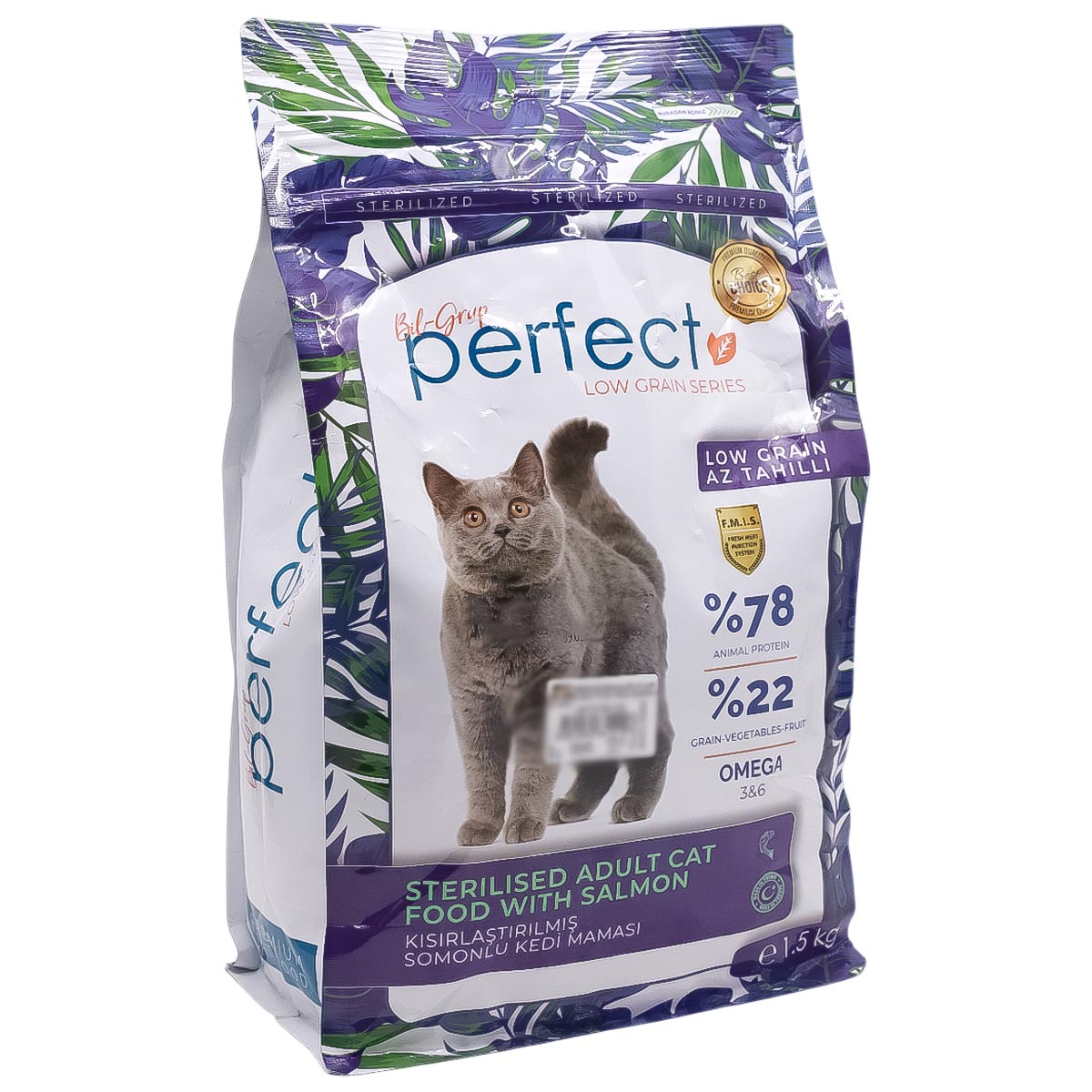 Bil Grup Perfect Sterilised Adult Cat Food with Salmon Low Grain 1.5kg