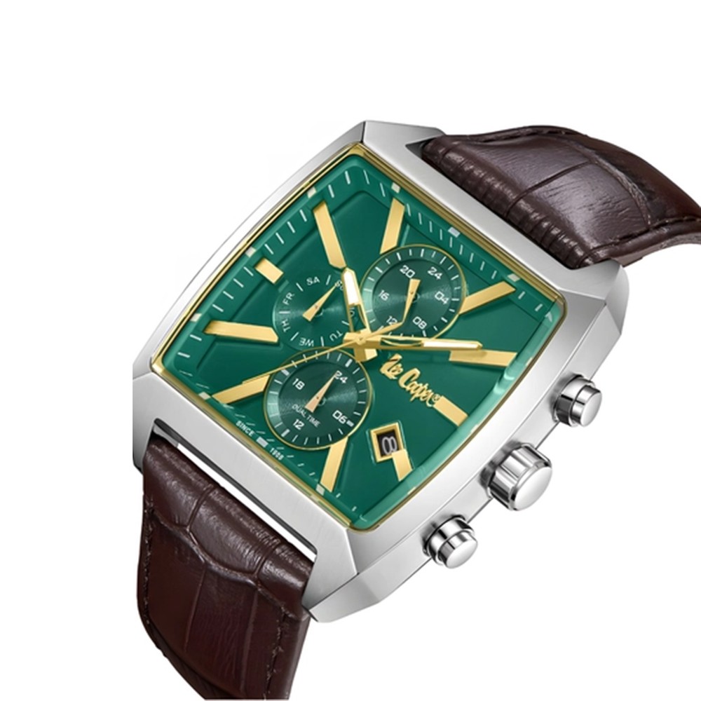 Lee Cooper Square 48mm Green Dial Multifunctional Watch For Men