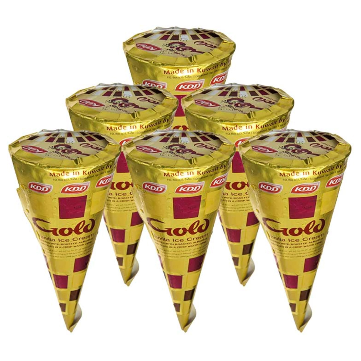 KDD Gold Vanilla Ice Cream Cones 6x100ml