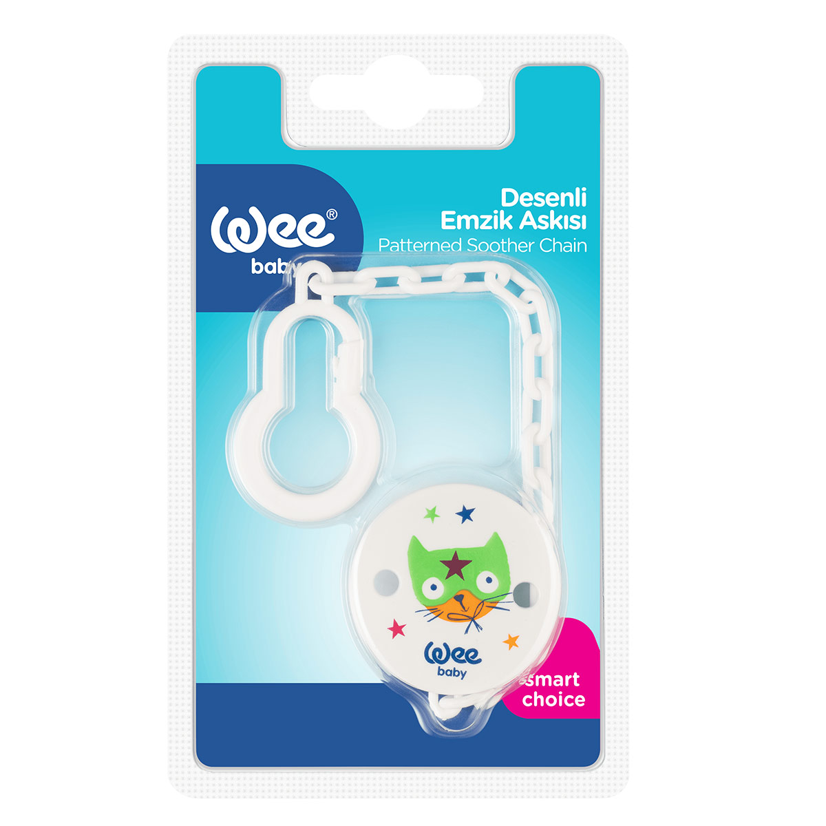 Wee Baby Patterned Soother Chain Asstd