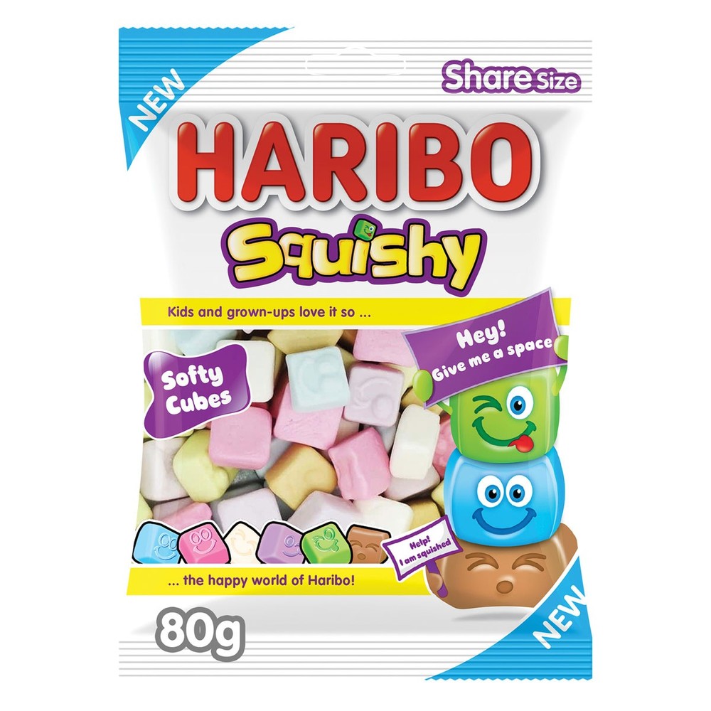 Haribo Squishy Jelly Cubes 80gm