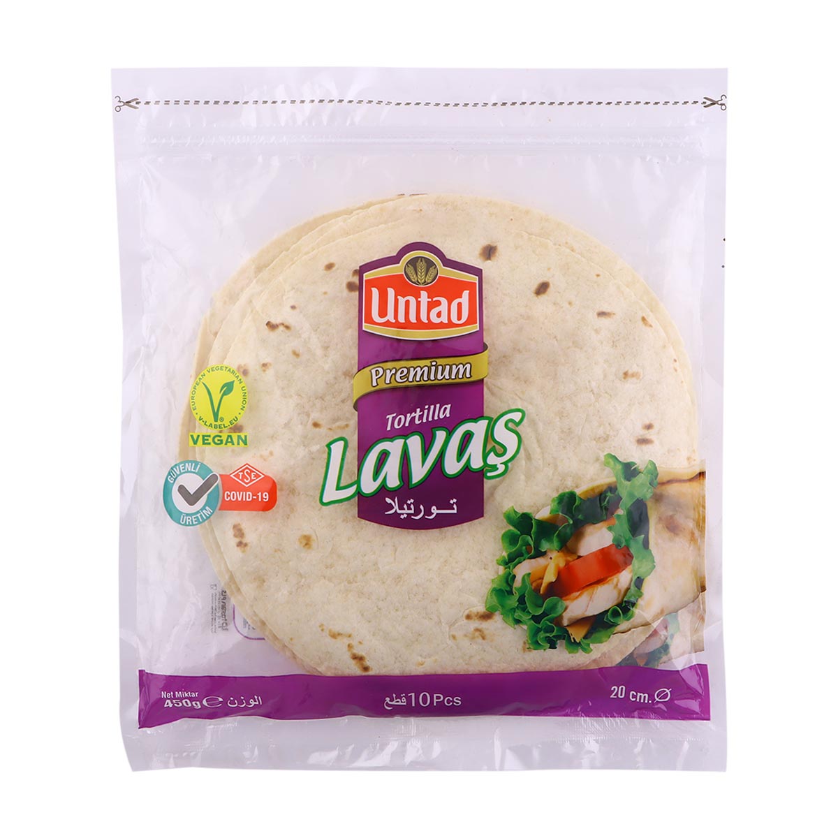 Untad Premium Tortilla Wraps Lavas 20cm 10pcs 450g