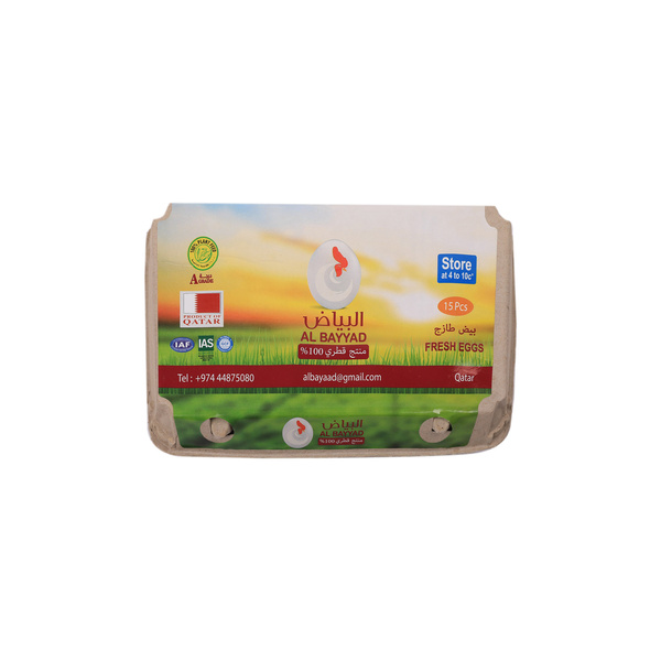 Al Bayaad Fresh White Eggs 15 pcs