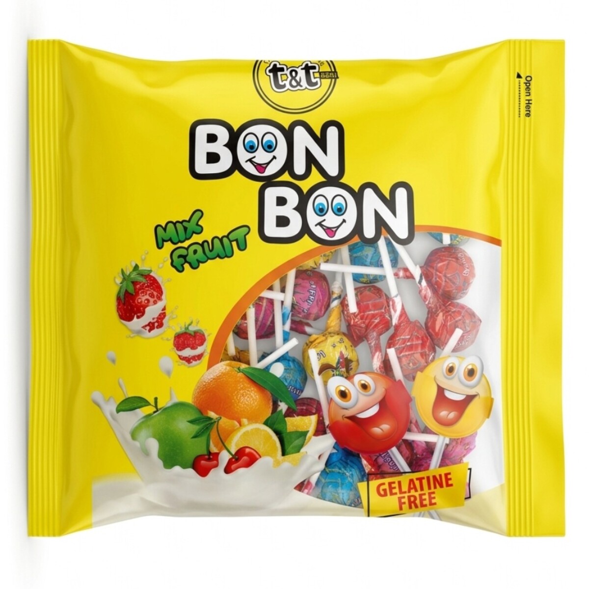 Bon Bon Mix Fruit Lollipops 48 Pieces