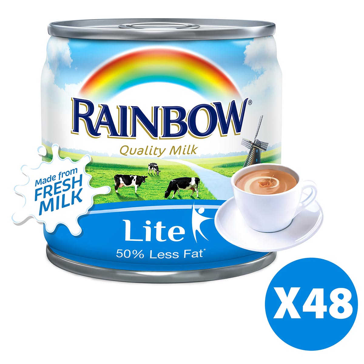 Rainbow Evoporated Lite Milk 50% Less Fat 170g