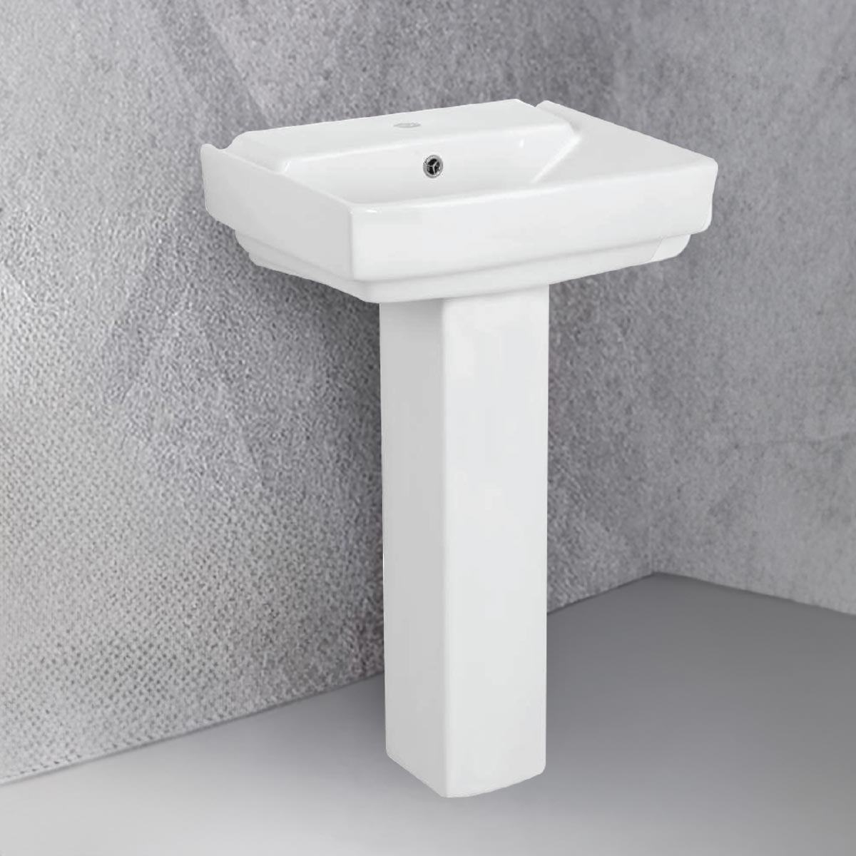 Wall Mounted Full Pedestal Basin White
