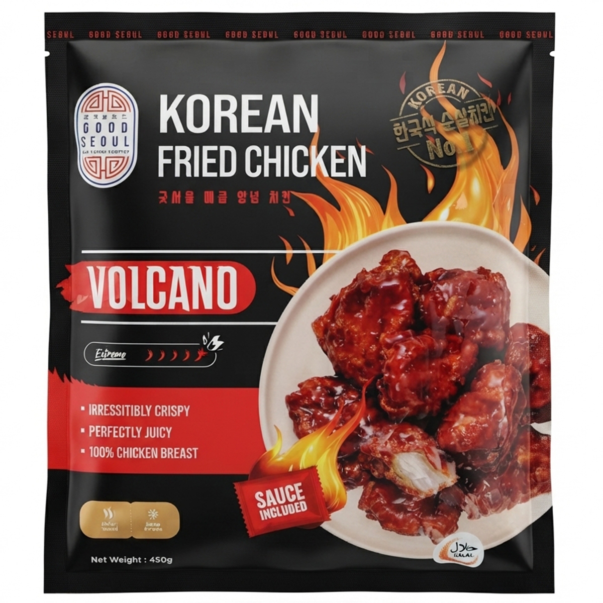 Good Seoul Frozen Korean Fried Chicken Volcano Spicy 450g