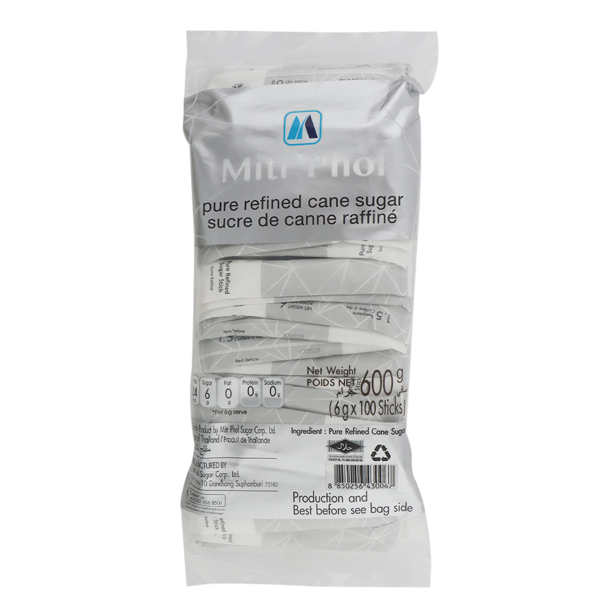 Mitr Phol Pure Refined Cane White Sugar 100x6g