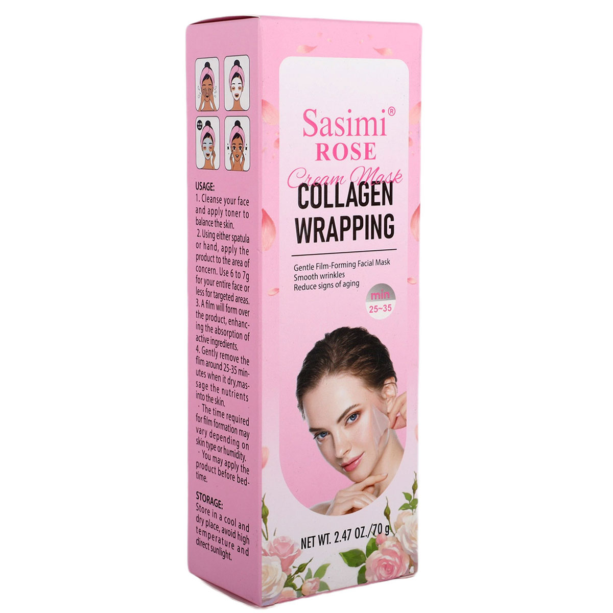 Sasimi Rose Cream Mask Collagen Wrapping 70g