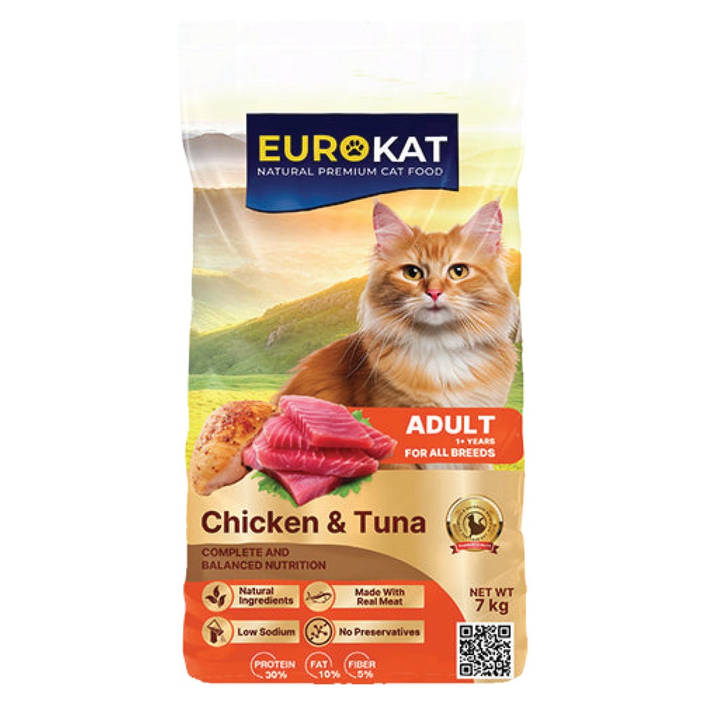 Euro Kat Natural Premium Chicken & Tuna Cat Food For Adult 1Kg