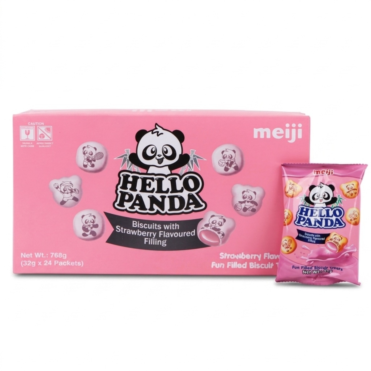 Meiji Hello Panda Strawberry Flavoured Biscuits 24x32g