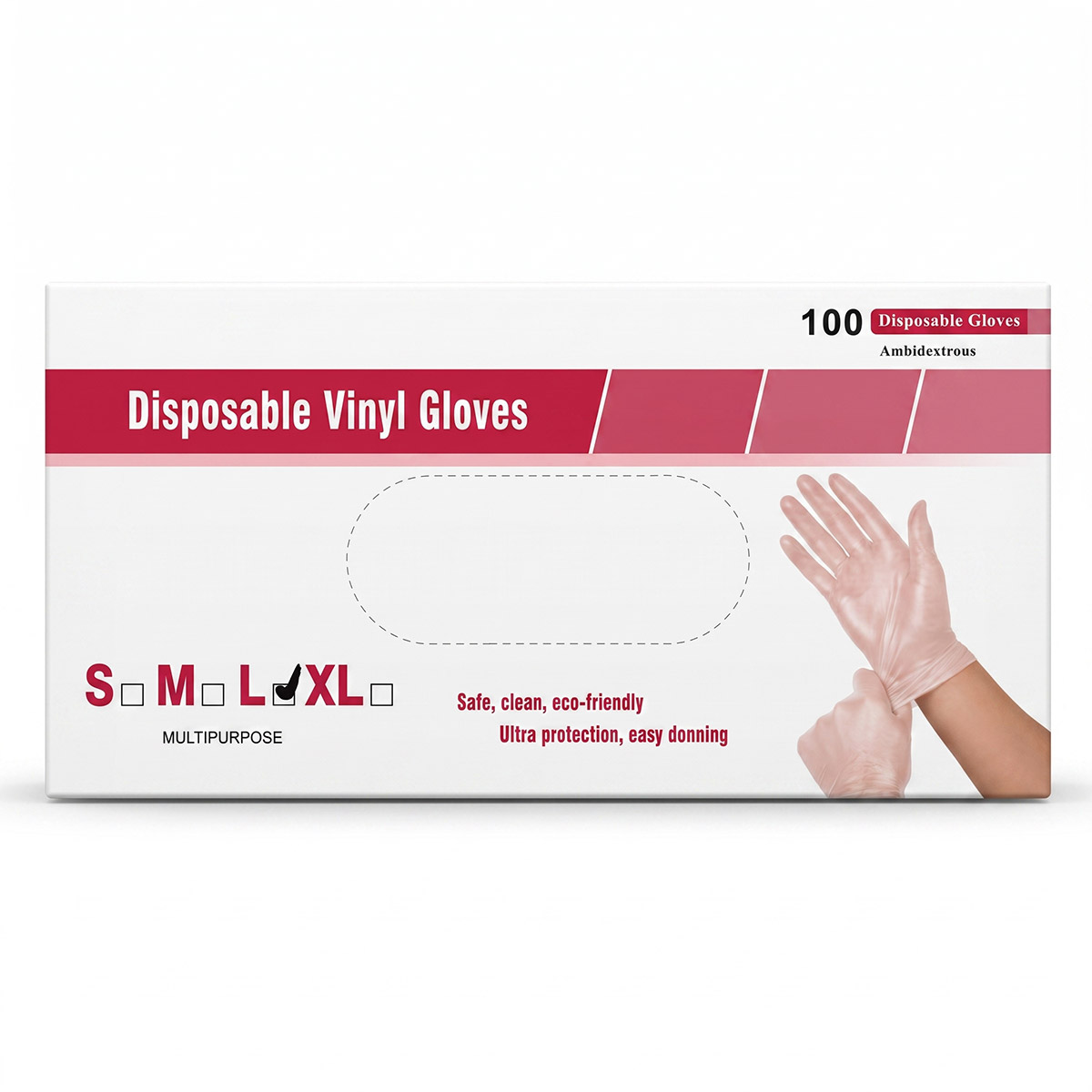 Ambidextrous Disposable Vinyl Gloves 1 x 100 Pieces