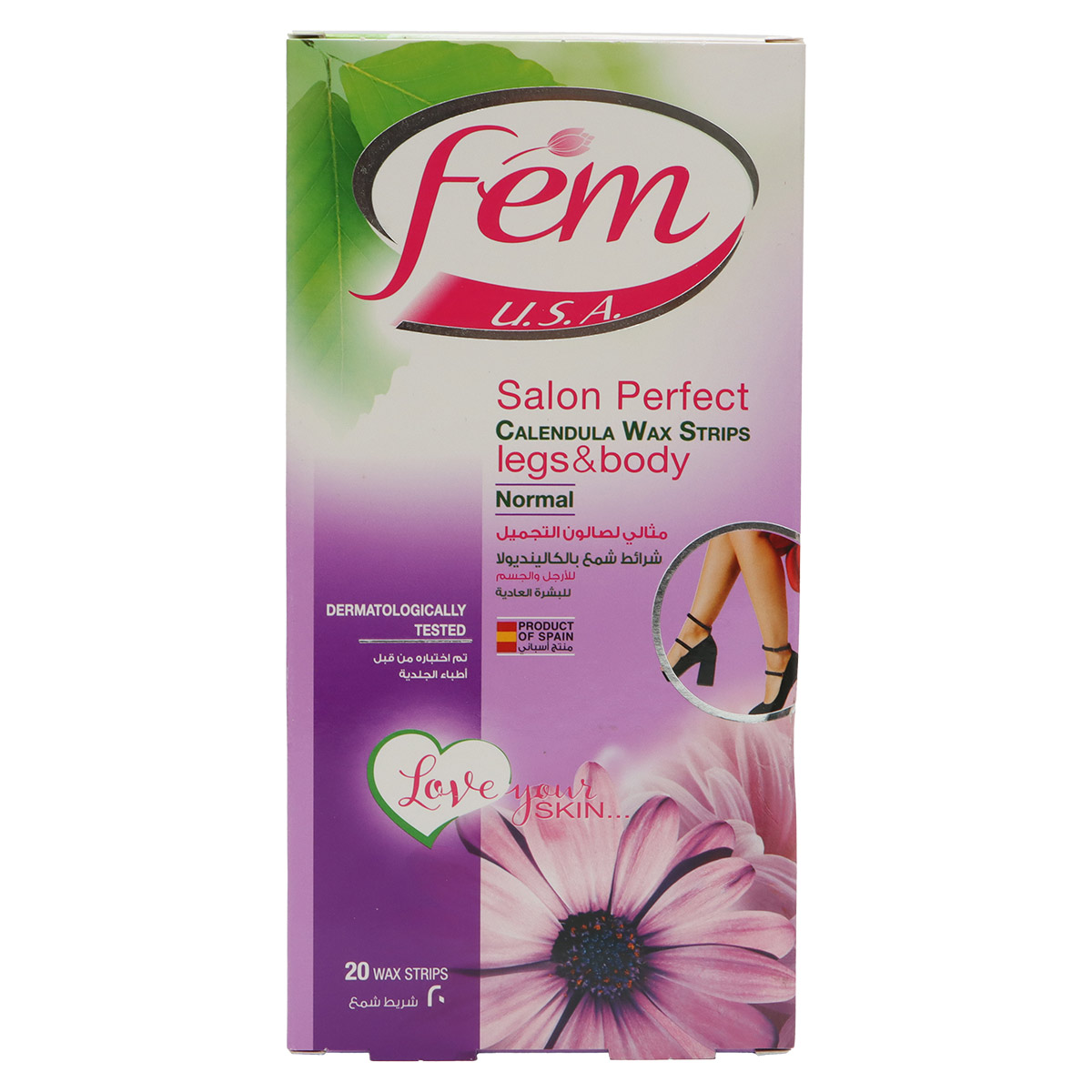 Fam Calendula Wax Strips Legs & Body 20 Wax Strips