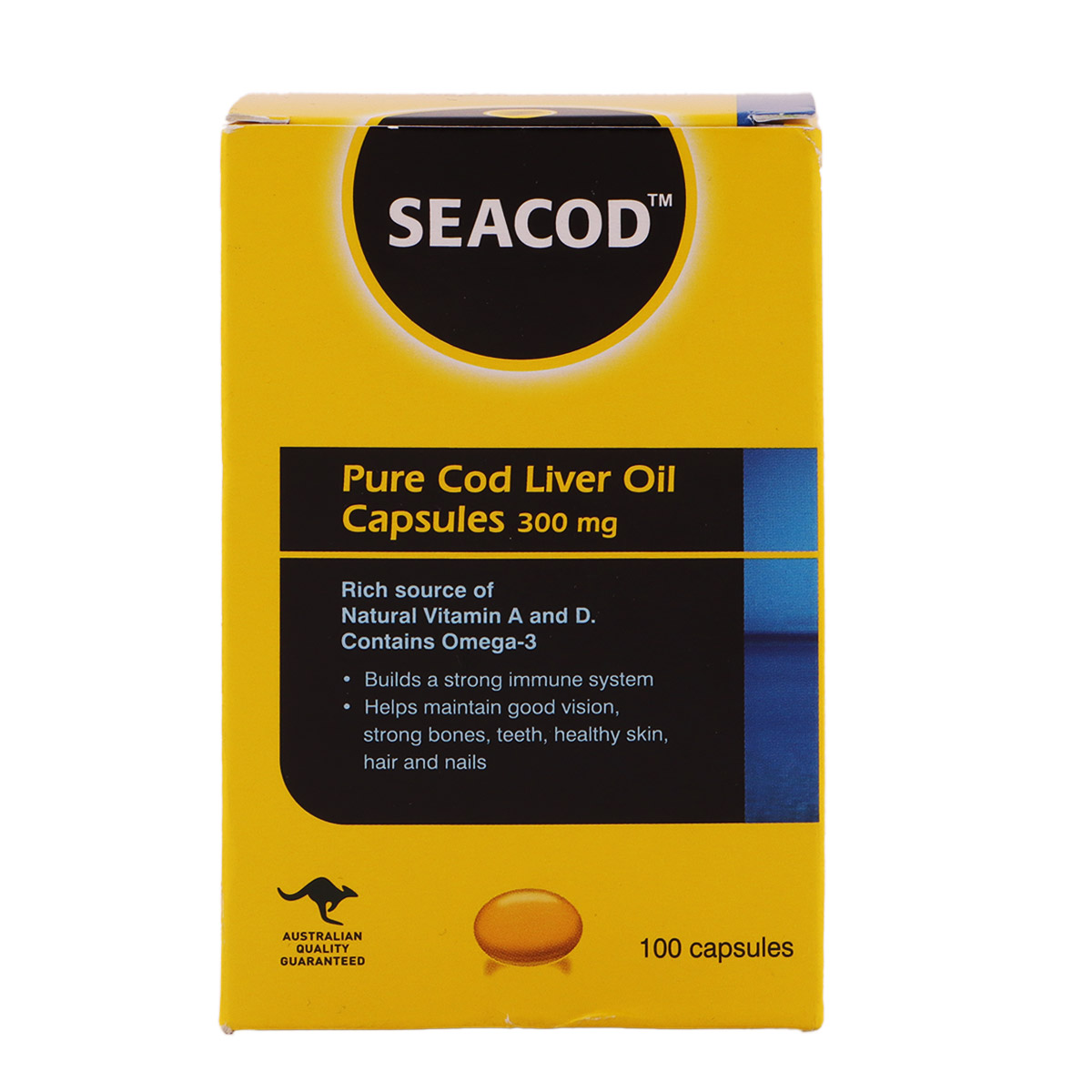 Seacod Pure Cod Liver Oil Capsules 300mg 100 Capsules