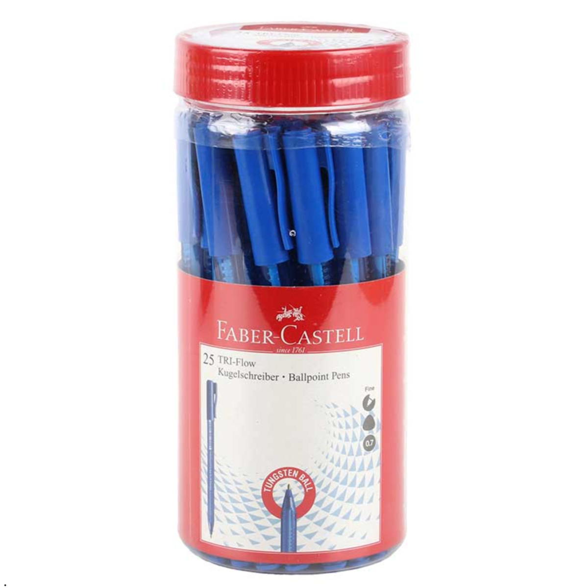 Faber-Castell TRI-Flow Ballpoint Pens Jar 0.7mm Blue