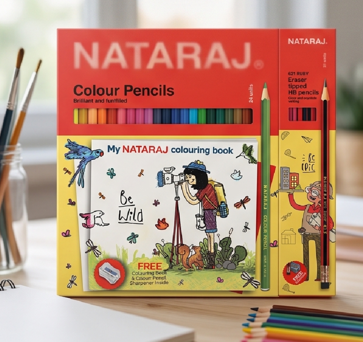Nataraj Colour Pencils with Eraser Tipped 24 Pieces