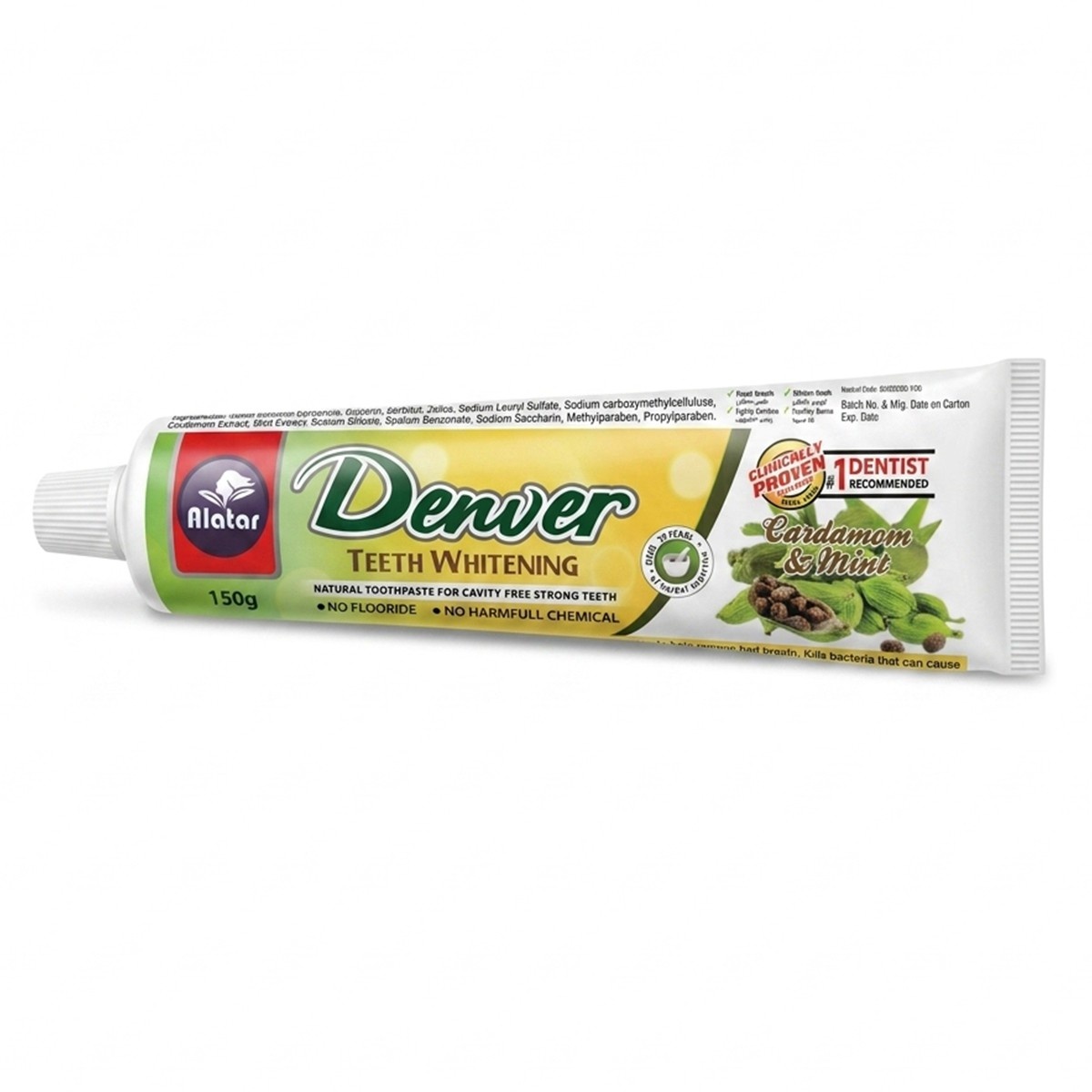 Alatar Denver Teeth Whitening Toothpaste Cardamom & Mint 150g