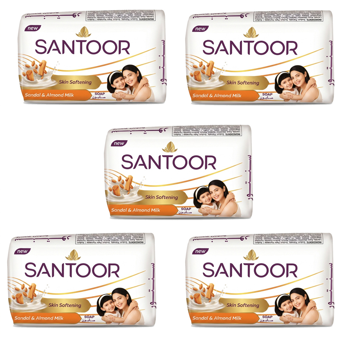 Santoor Skin Softening Soap Sandal & Almond Milk 4x175g
