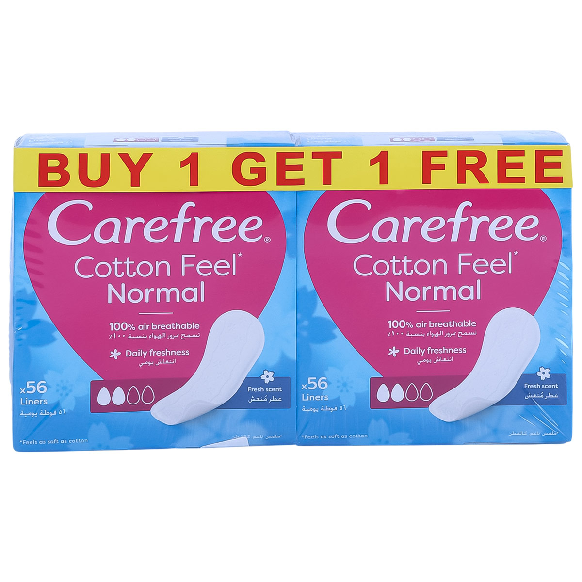 Carefree Cotton Feel Fresh Scent Liners 56X2 Pieces Assorted