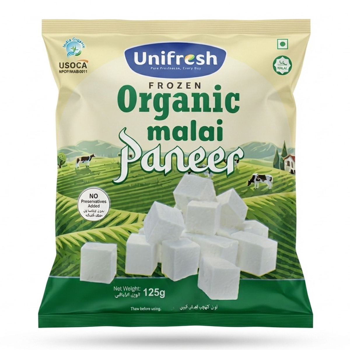 Unifresh Frozen Organic Malai Paneer 125g