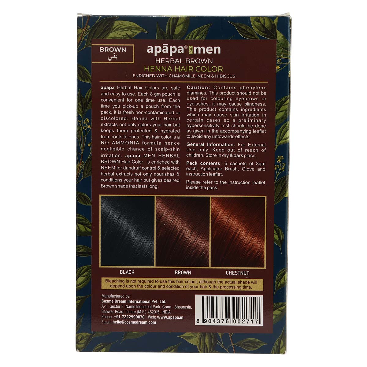 Apapa Men Herbal Brown Henna Hair Color 8g