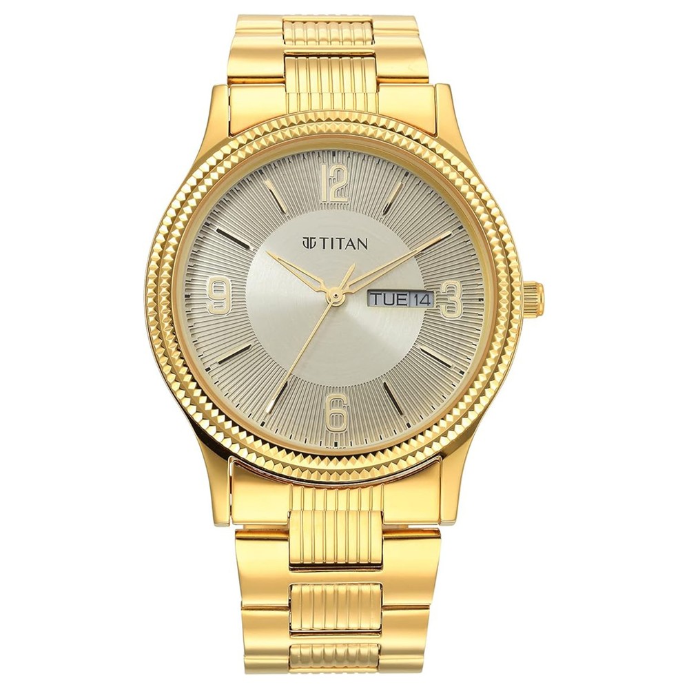 Titan Gents Watch Light Gold Color 1650YM09