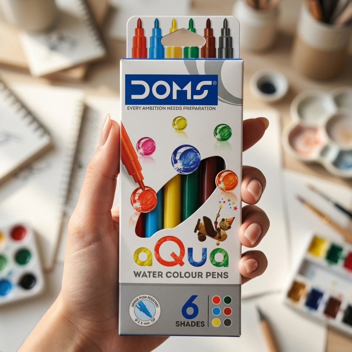 Doms Water Colour Pens 6 Pieces