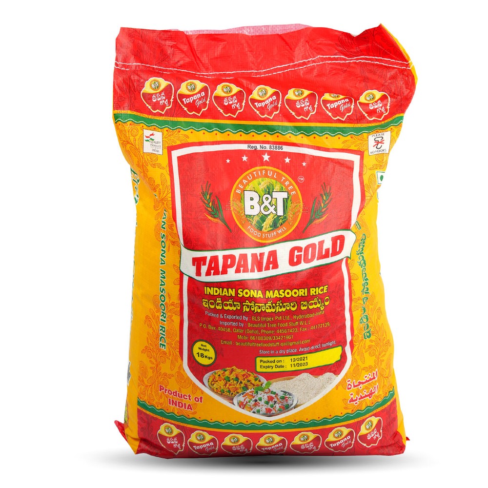Tapana Gold Indian Sona Masoori Rice 18Kg