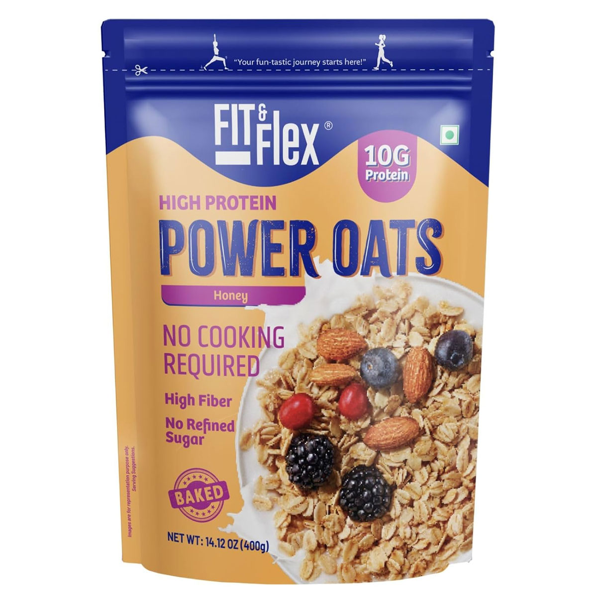 Fit & Flex High Protein Power Oats Honey 400g