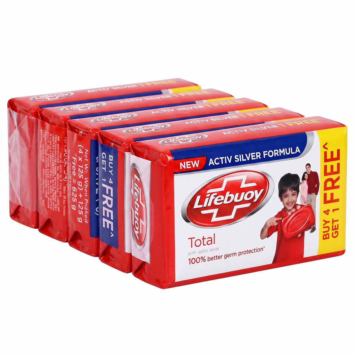 Lifeboy Active Silver Formula Soap Bar 5x125g