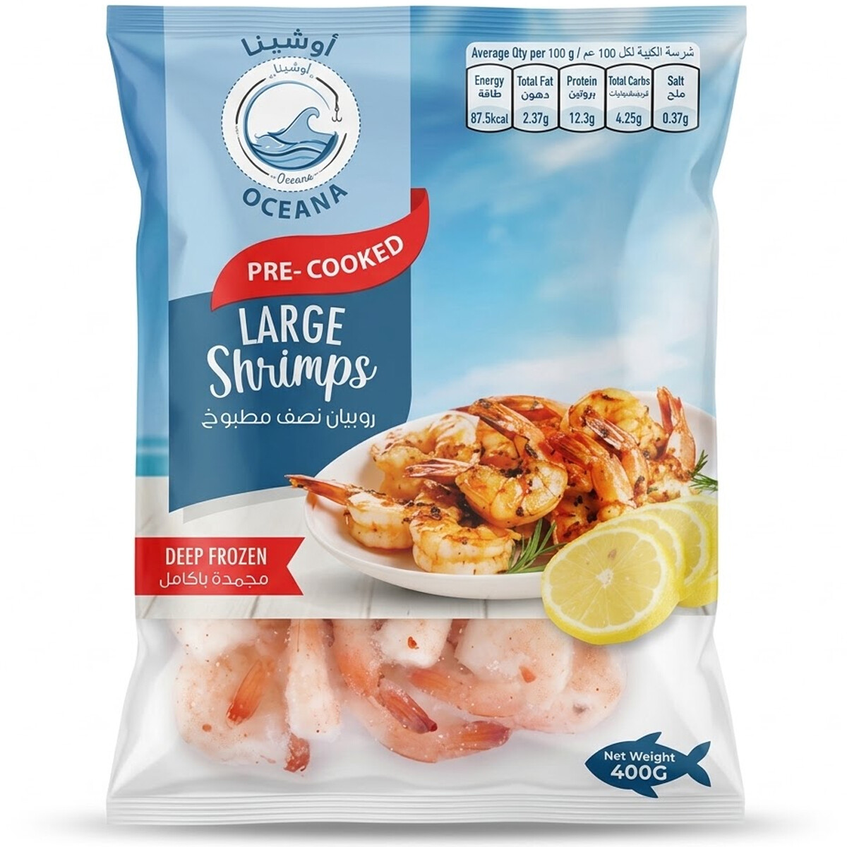 Ocean Deep Frozen Pre Cooked Large Shrimps 400g