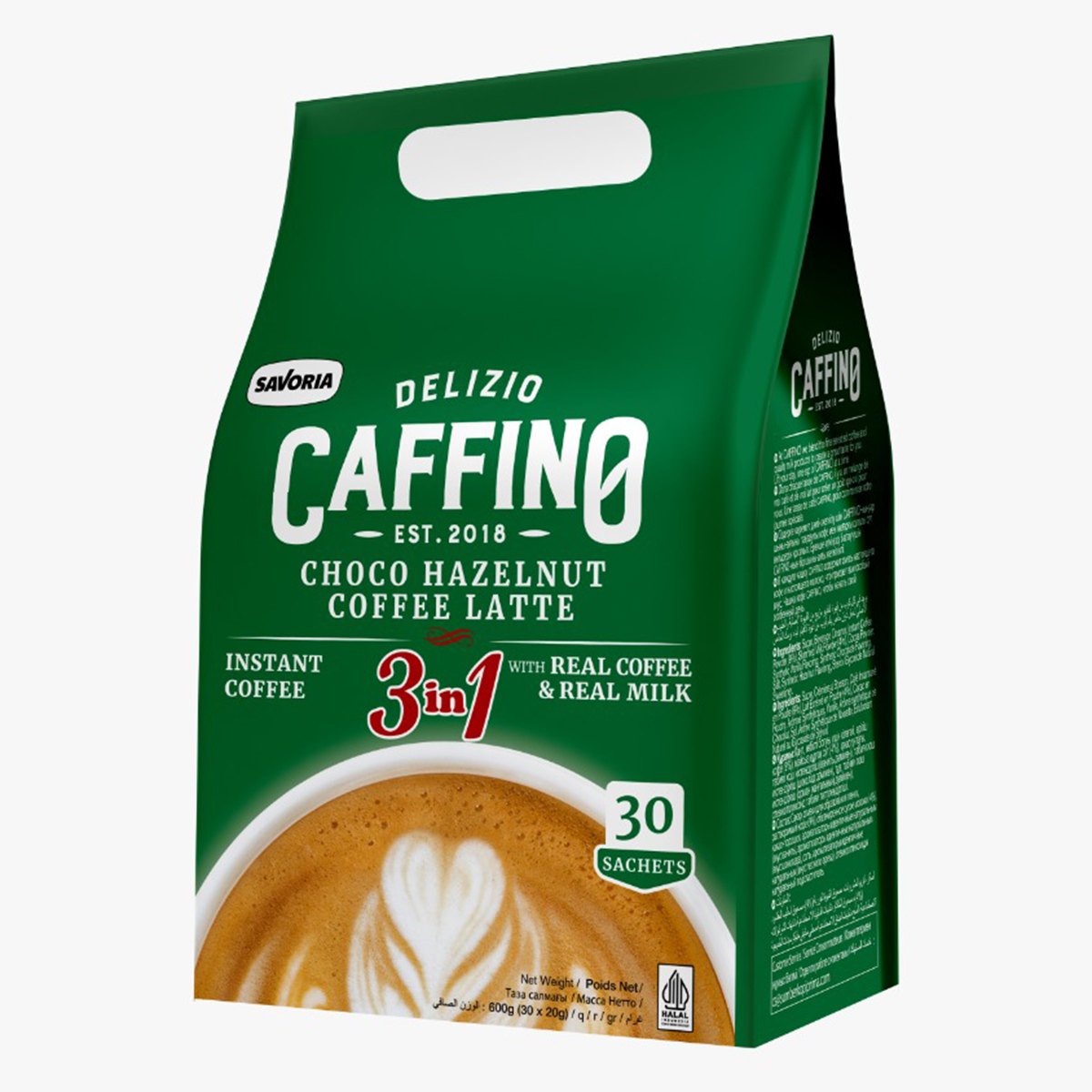 Delizio Caffino Choco Hazelnut 3 In 1 Instant Coffee Latte 20gx30 Sachets