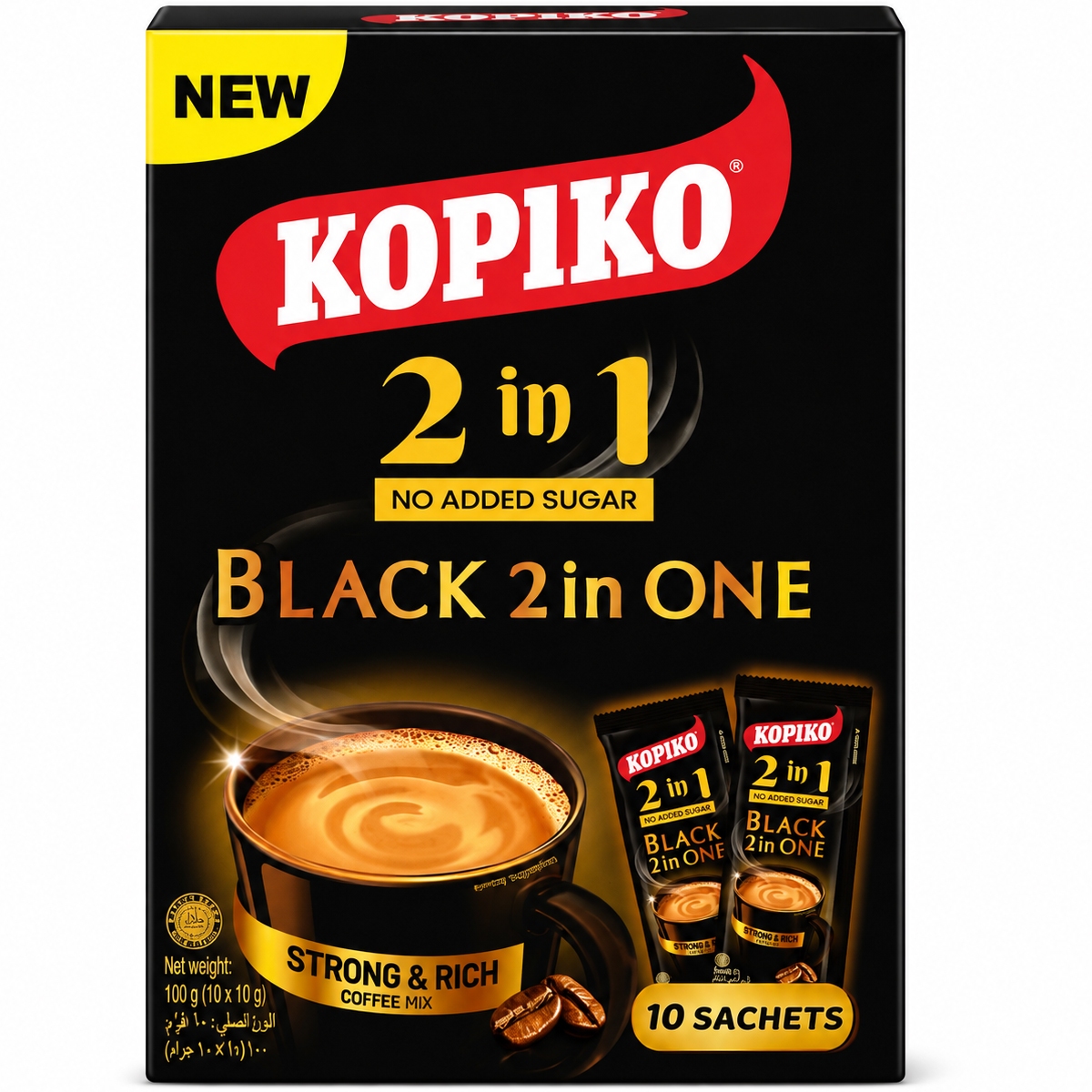 Kopiko 2 In 1 No Added Sugar Black Instant Coffee 10 x 10g