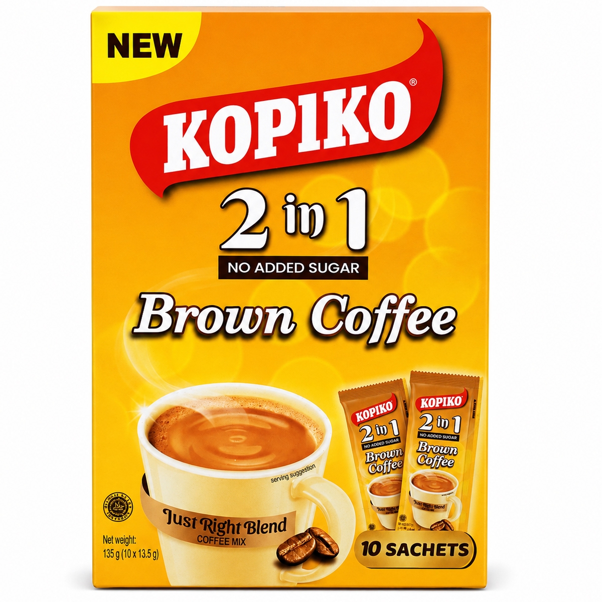 Kopiko 2 In 1 No Added Sugar Brown Instant Coffee 10 x 13.5g