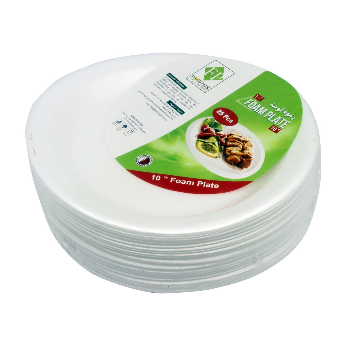 Food Pack Foam Plate 25 pieces 10 inches