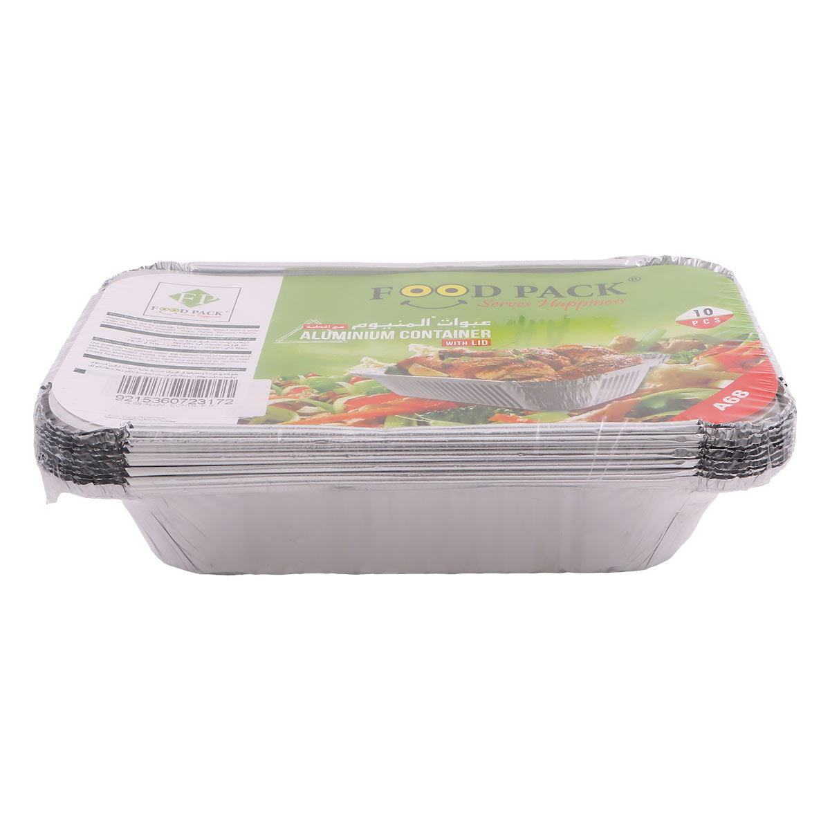Food Pack Aluminium Container A68 with Lid 10 pieces