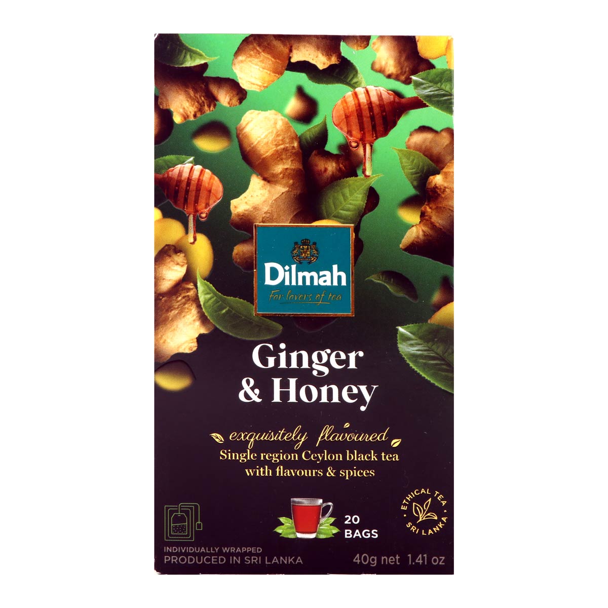 Dilmah Ginger & Honey Flavored Black Tea 40g