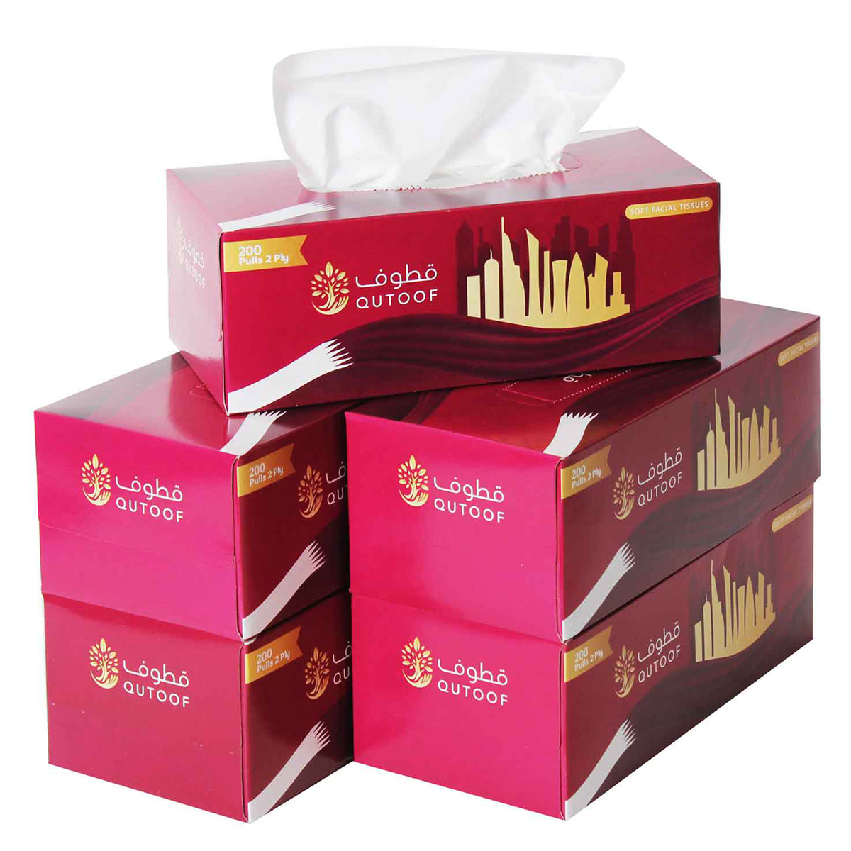 Qutoof Facial Tissue 200 Ply 5 Pack