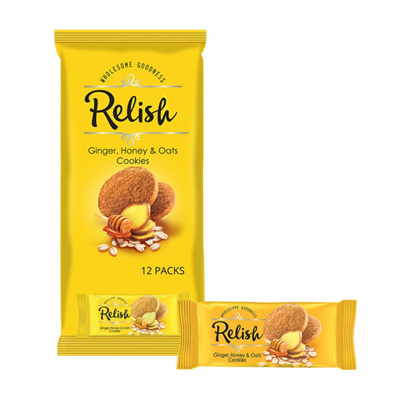 Relish Ginger Honey & Oats Cookies 12x42g